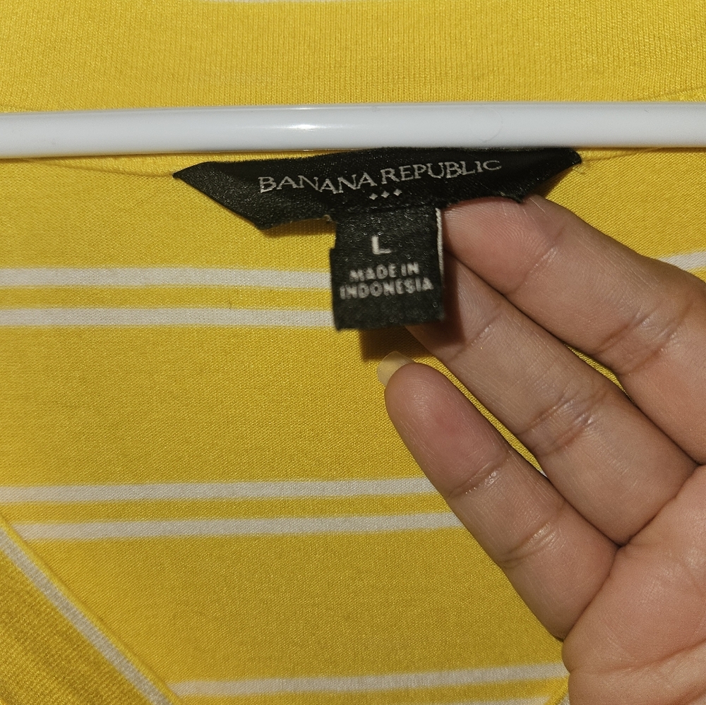 Banana Republic Yellow Striped V-Neck Casual Dress - Picture 3 of 5
